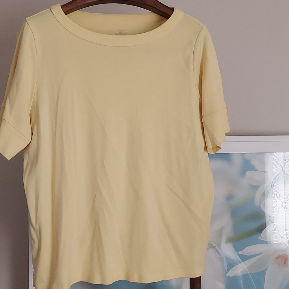 CJ Banks Yellow Elbow Sleeve Tee